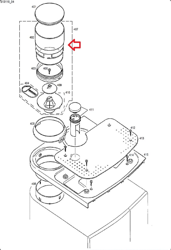 Jura Impressa X7 Bean Container Diagram